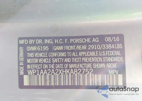 2017 Porsche Cayenne Platinum Edition z USA, uszkodzony, nr VIN WP1AA2A2XHKA82752